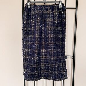 Gorgeous Navy & Gold Sequin Shimmer Skirt Sz L